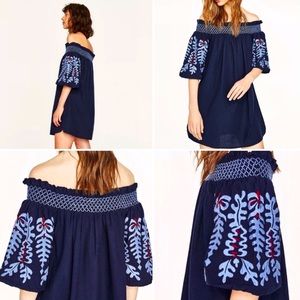 Zara Embroidered Linen Dress